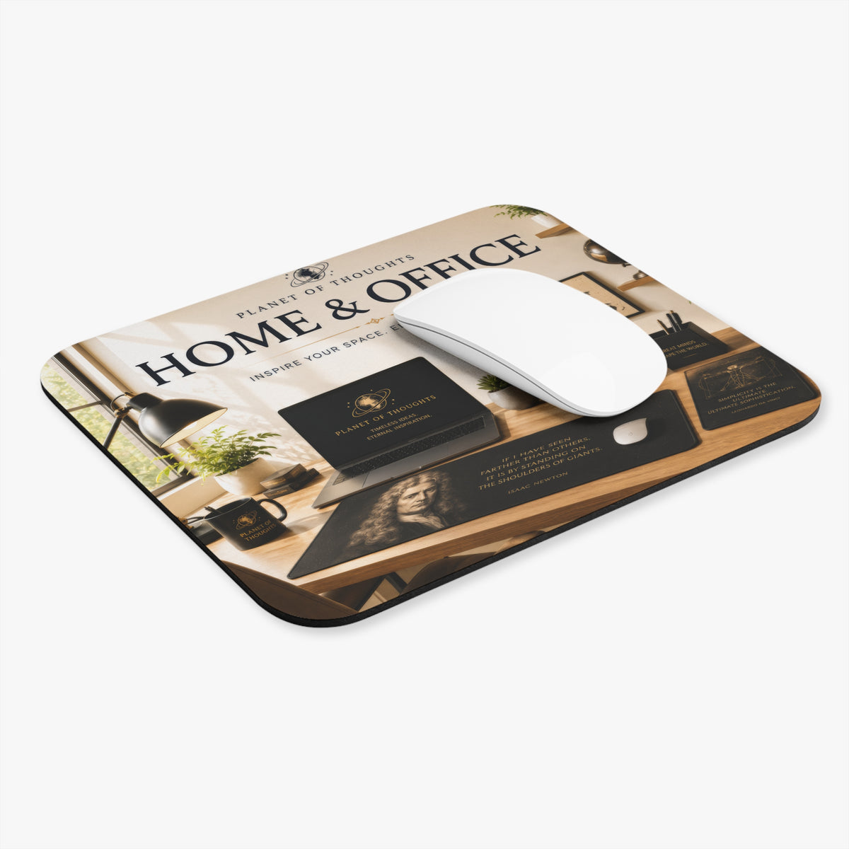 Inspirational Home & Office Rectangle Mouse Pad — 'Home & Office: Inspire Your Space, Elevate Your Mind' Desk Mat