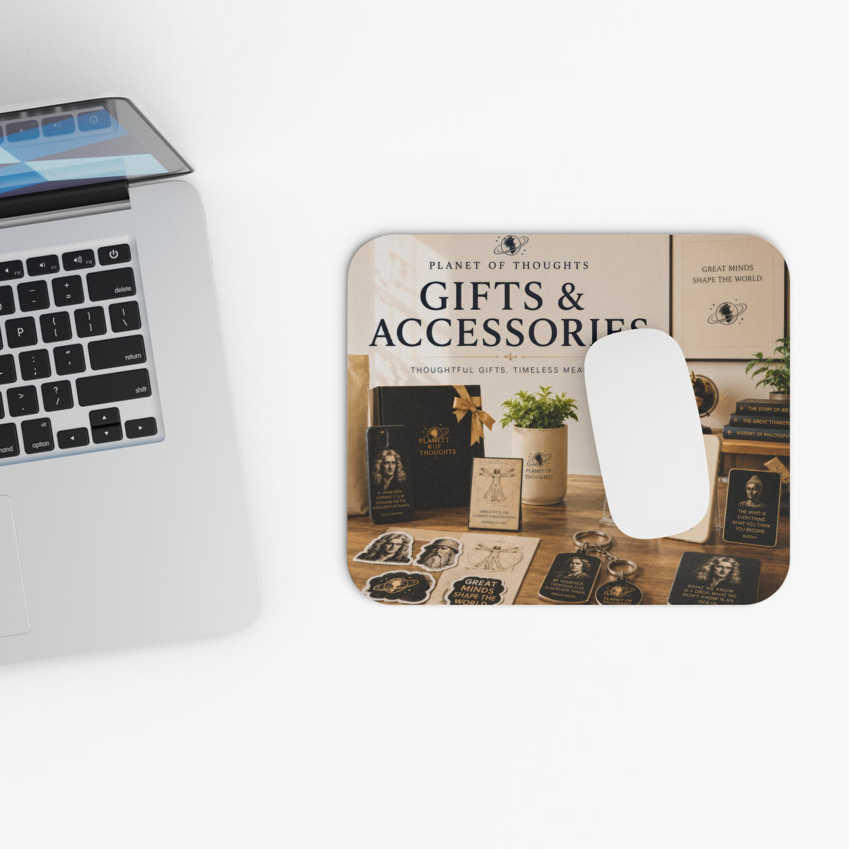 Gifts & Accessories Desk Mouse Pad — 'Planet of Thoughts' Vintage Typography