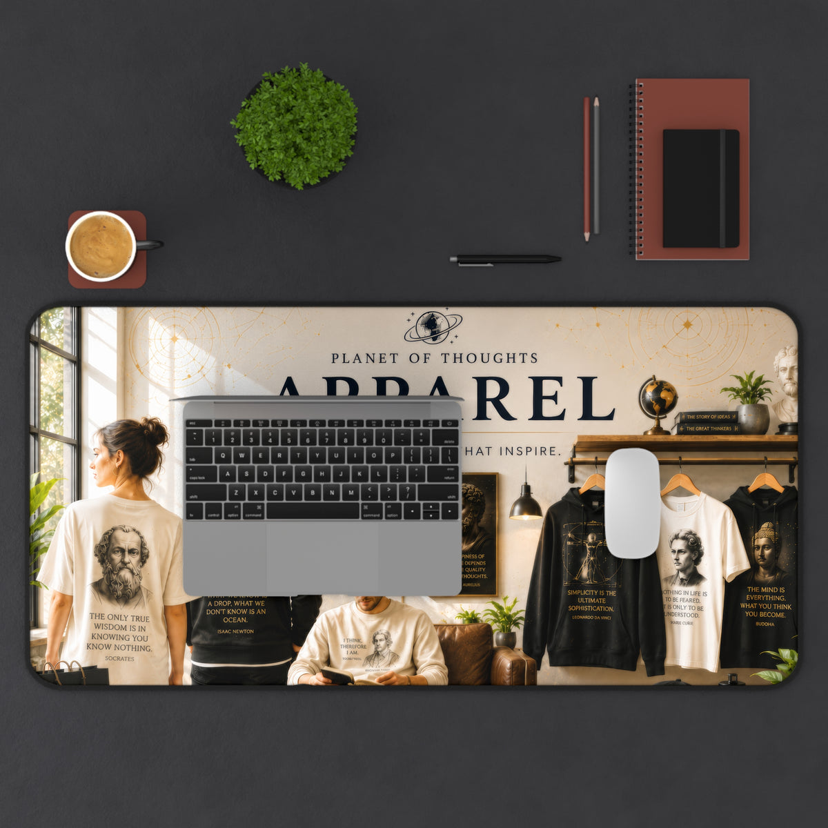 Apparel Desk Mat - 16*32 — 'Planet of Thoughts' Branded Gaming/Work Surface Philosophy