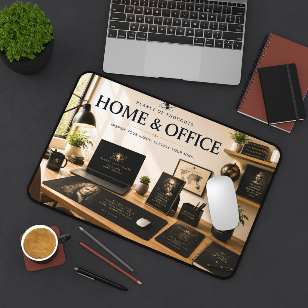 Home & Office Inspirational Desk Mat - 12*18 – 'Planet of Thoughts' Motivational Workspace Pad