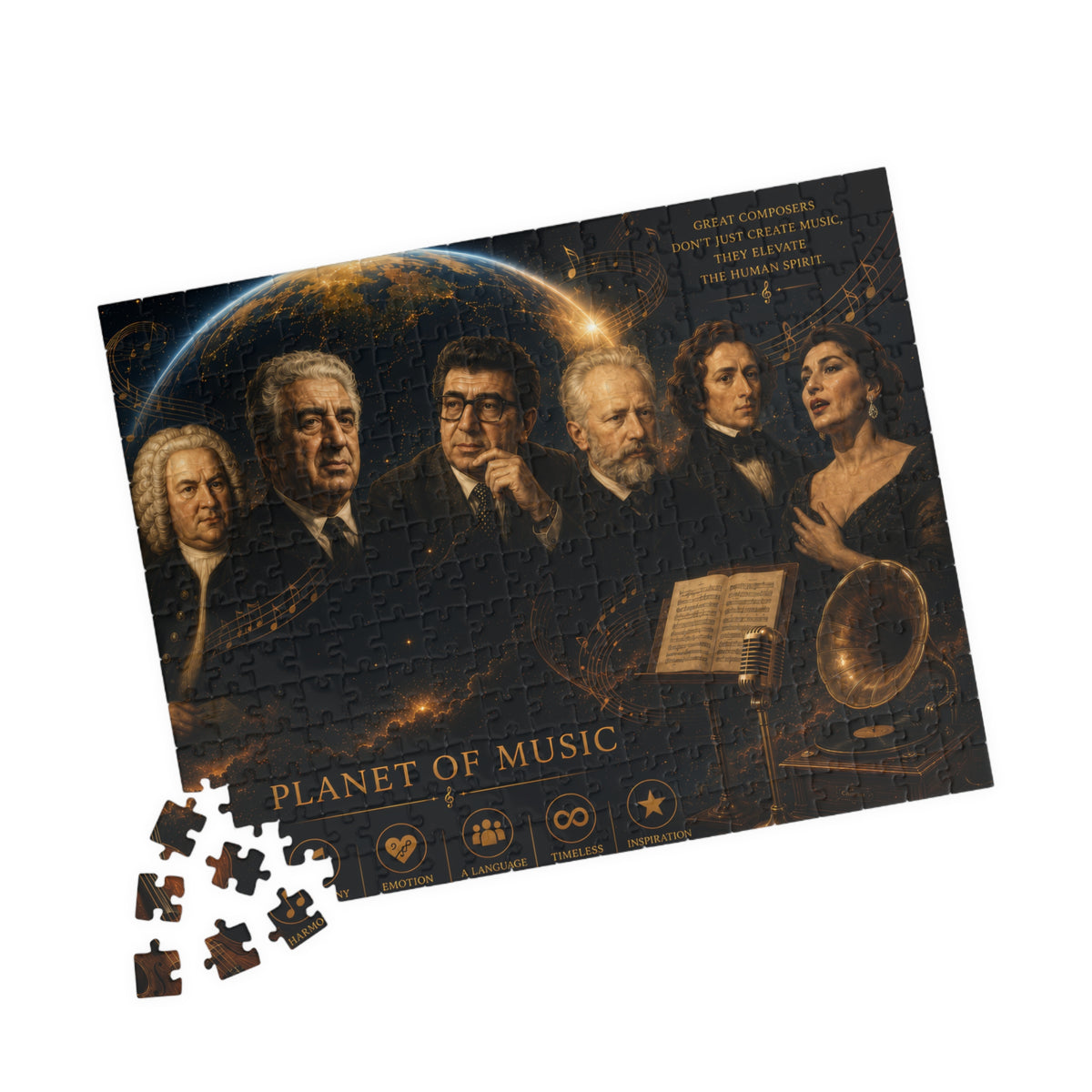 Planet of Music Jigsaw Puzzle - 252 Pcs - Hor. — Classical Composers Collage (110/252/520/1014 pcs)