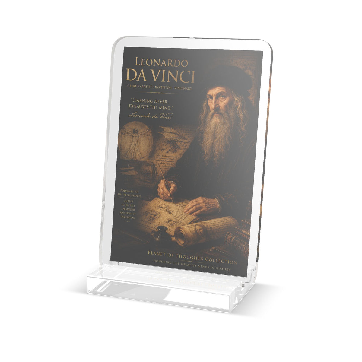 Leonardo da Vinci Acrylic Standee — Custom Cut Art Display