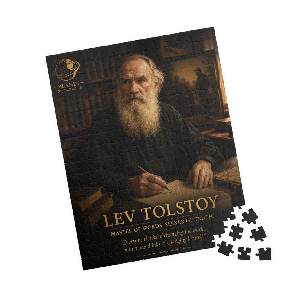 Tolstoy Portrait Puzzle - 252 Pcs - Vert. — Literary Quote Jigsaw (110/252/520/1014 pc)