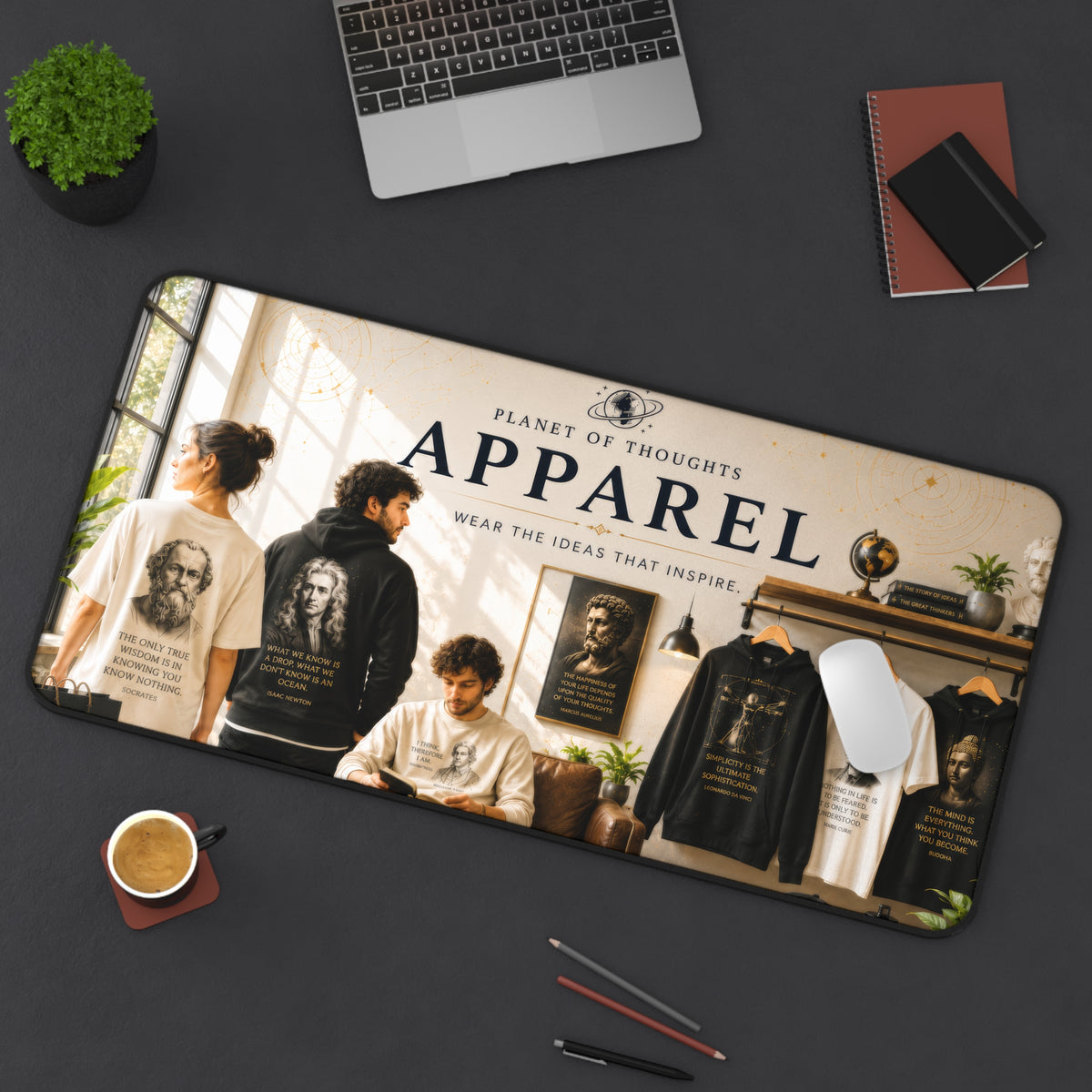 Apparel Desk Mat - 16*32 — 'Planet of Thoughts' Branded Gaming/Work Surface Philosophy
