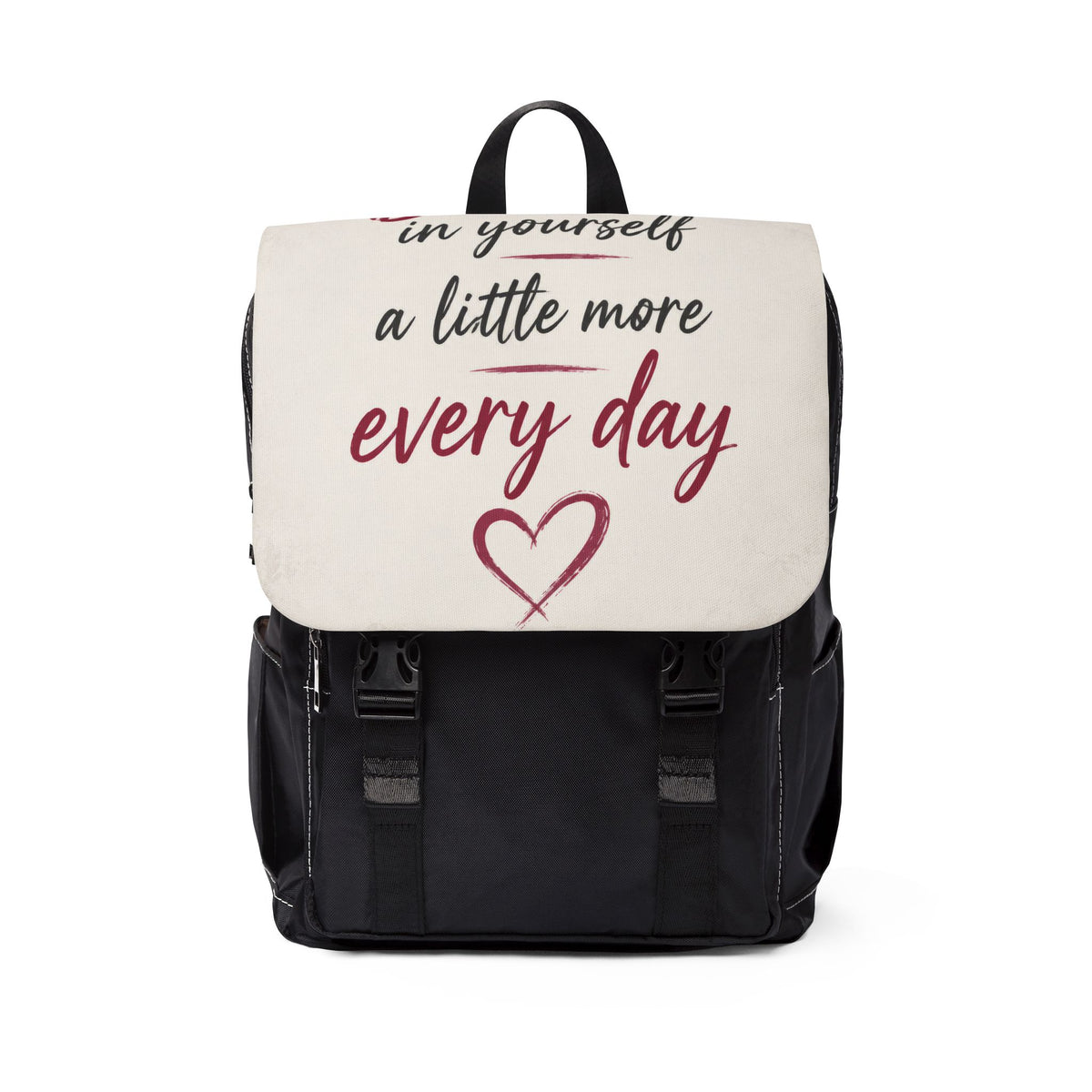 Backpack — "Love Yourself a Little More Every Day" Inspirational Shoulder Backpack