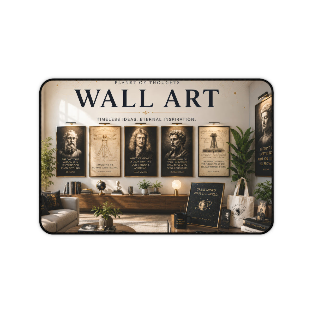 Wall Art Desk Mat - 12*18 — Vintage Philosophers Poster Mousepad Inspirational