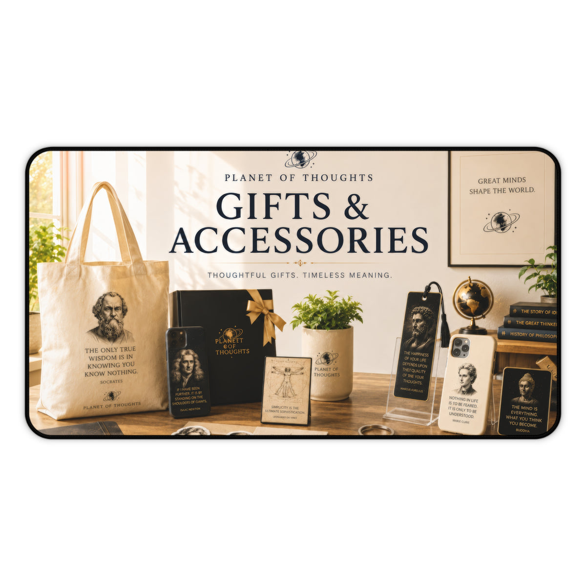Gifts & Accessories Desk Mat 12*22 — Retro Library ("Gifts & Accessories" Typography Design)