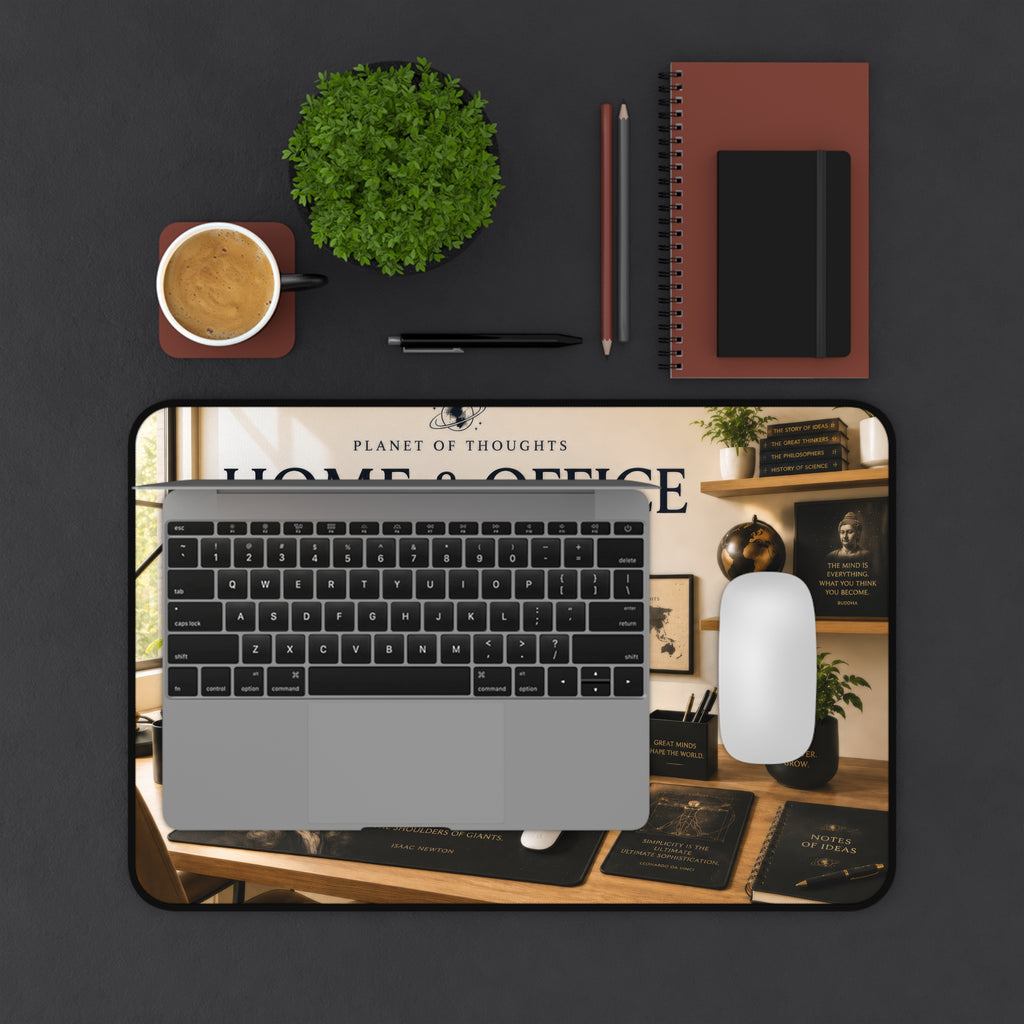 Home & Office Inspirational Desk Mat - 12*18 – 'Planet of Thoughts' Motivational Workspace Pad