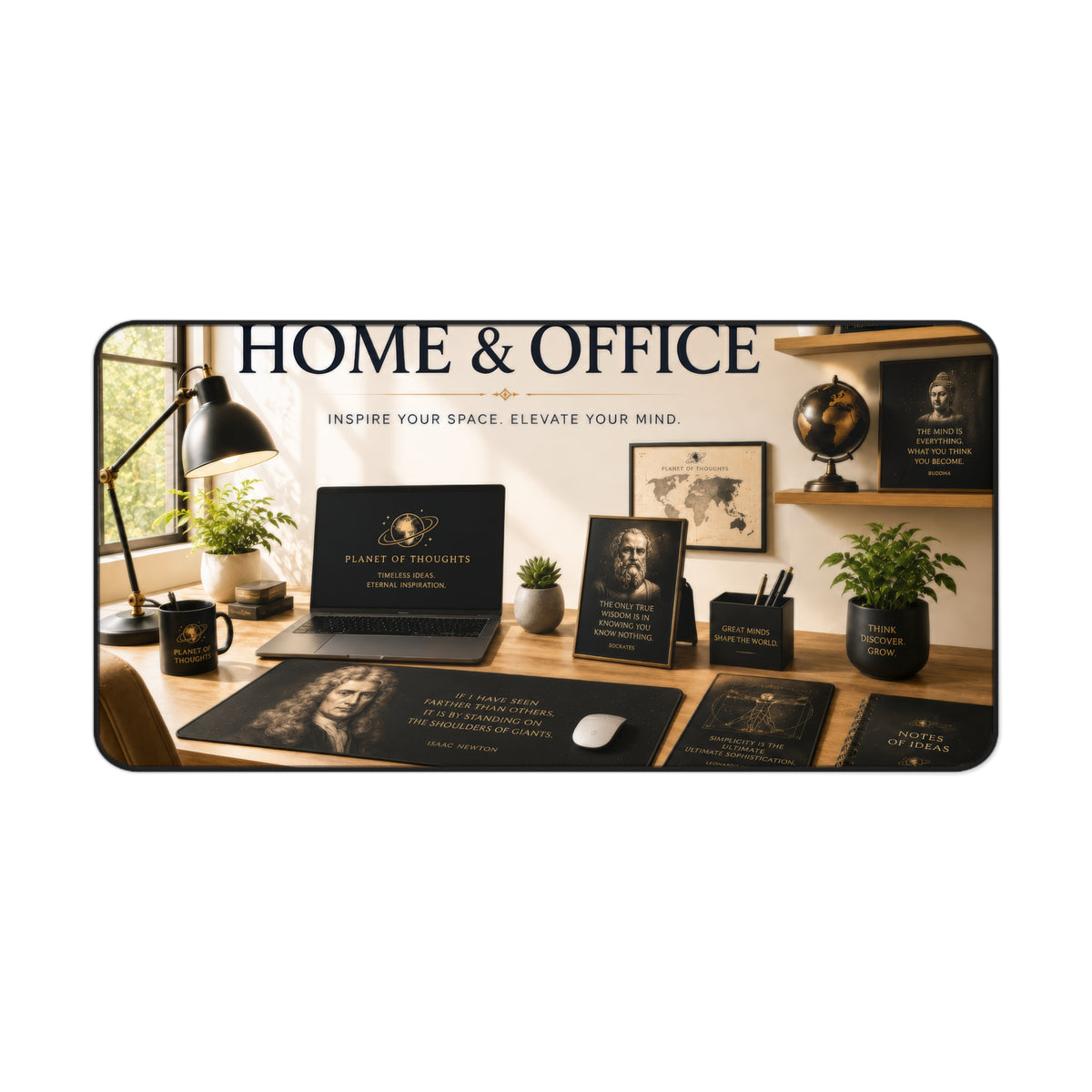 Home & Office Inspirational Desk Mat - 16*32 — Classic Black Motivational Workspace Mouse Pad