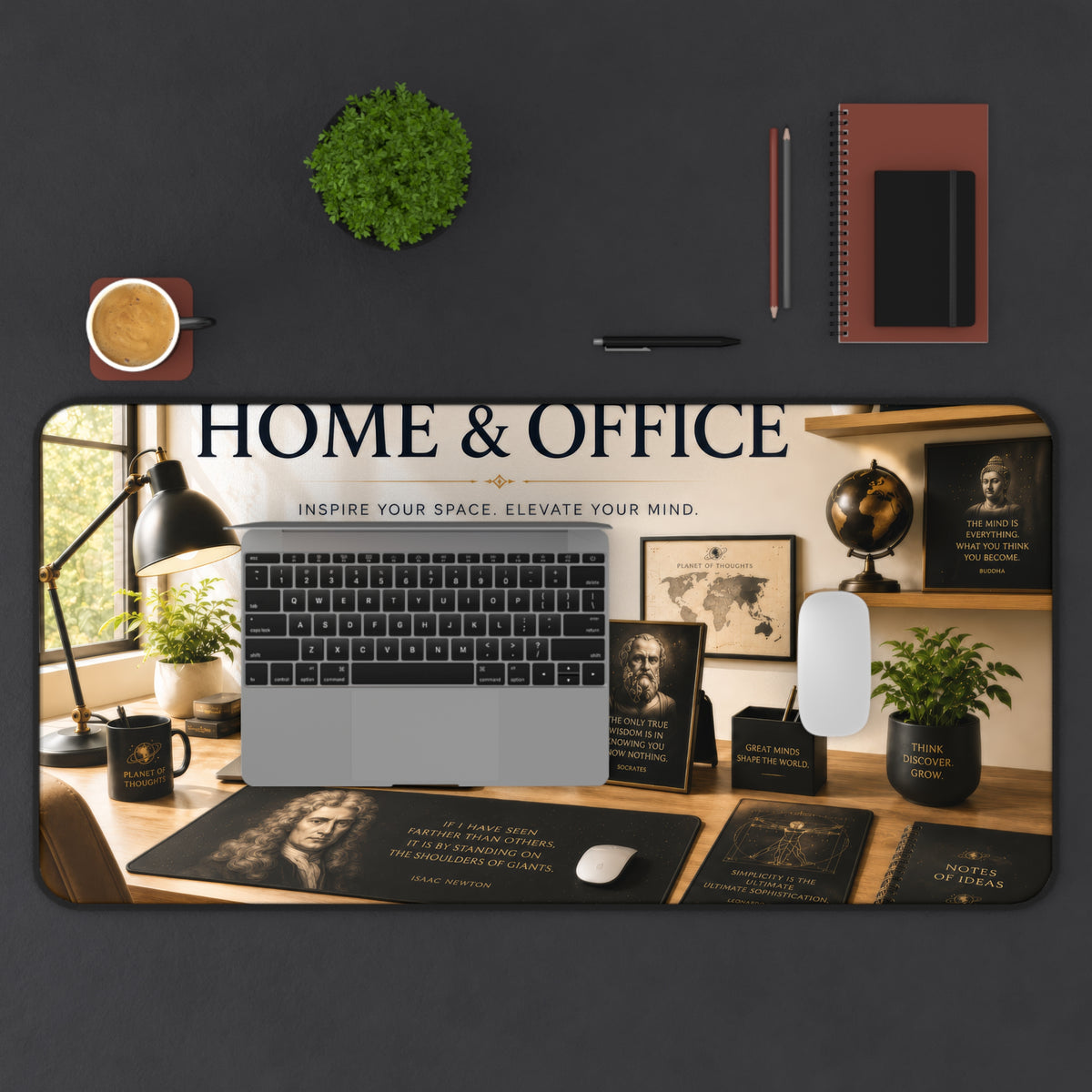 Home & Office Inspirational Desk Mat - 16*32 — Classic Black Motivational Workspace Mouse Pad