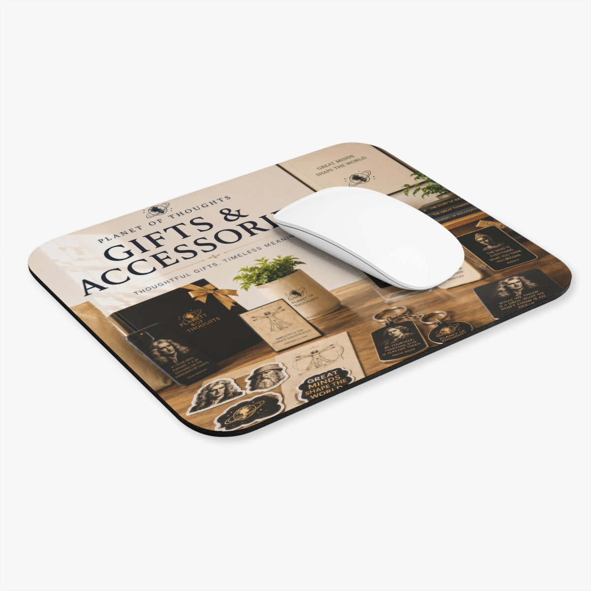 Gifts & Accessories Desk Mouse Pad — 'Planet of Thoughts' Vintage Typography
