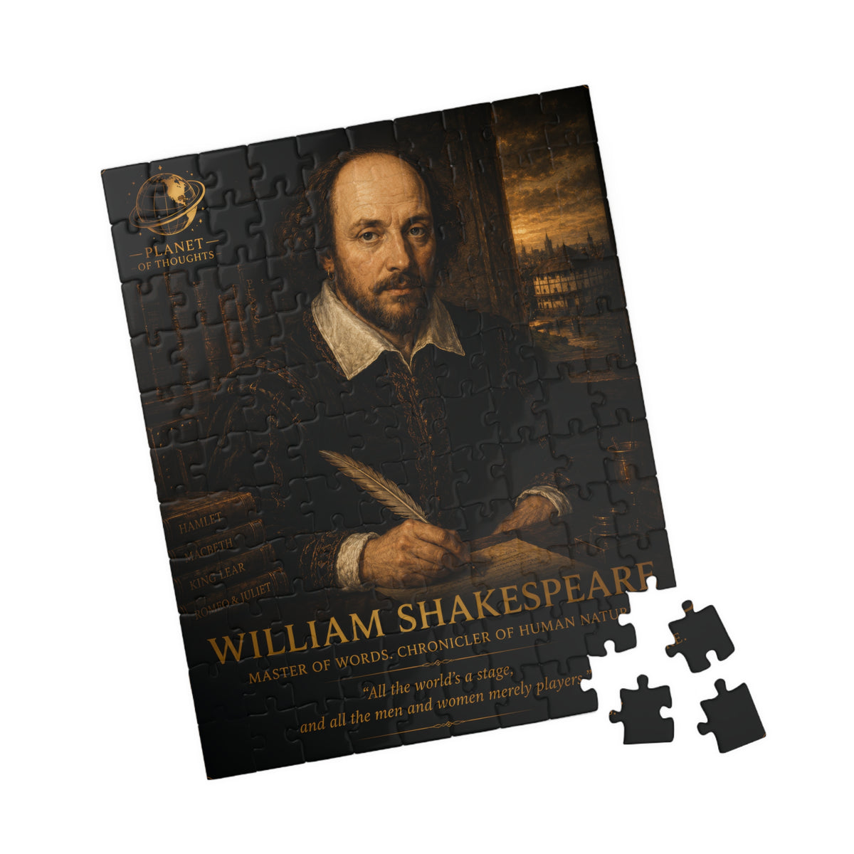 William Shakespeare Portrait Puzzle - 110 Pcs - Vert. — Literary Jigsaw for Adults & Teens (110–1014 pcs)