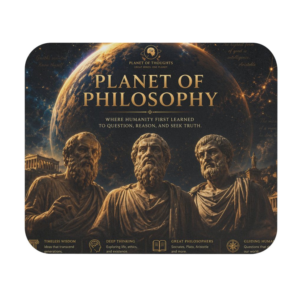 Planet of Philosophy Rectangle Mouse Pad — Ancient Philosophers Desk Mat