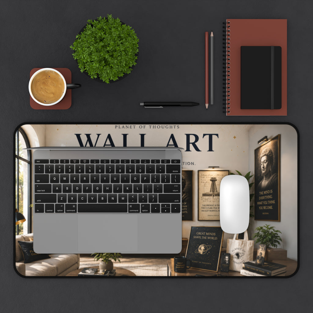 Wall Art Inspirational Desk Mat - 12*22 — Vintage Philosophers Poster Desk Pad