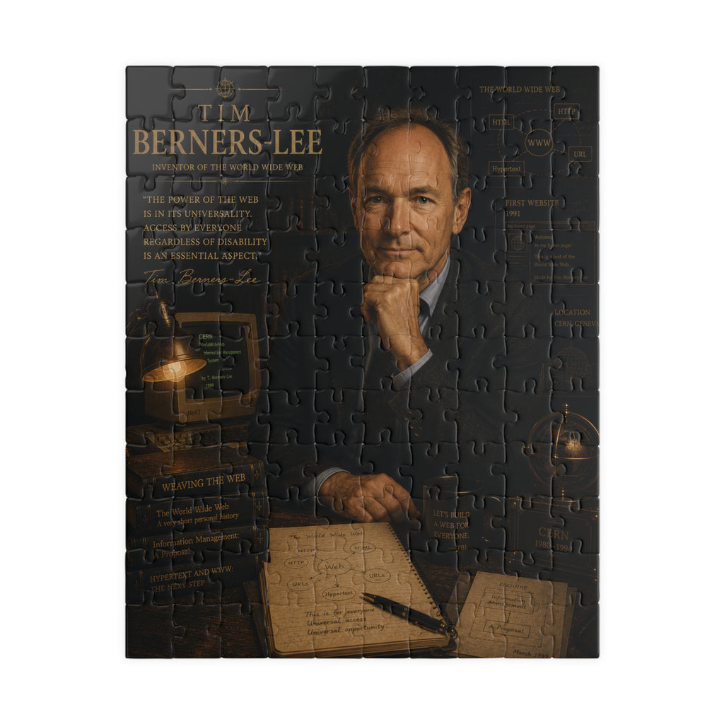 Berners-Lee Portrait Puzzle - 110 Pcs - Vert. — Inspirational Tech History Jigsaw (110/252/520/1014 pcs)