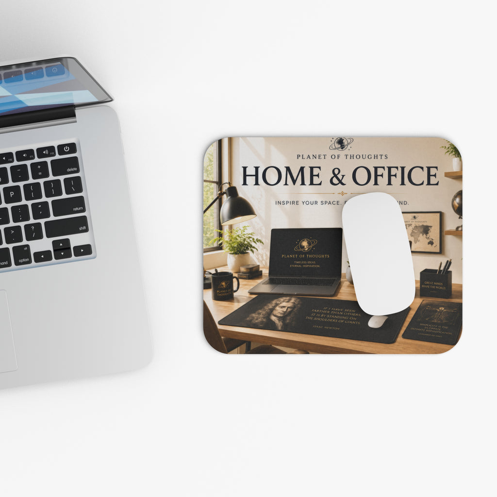 Inspirational Home & Office Rectangle Mouse Pad — 'Home & Office: Inspire Your Space, Elevate Your Mind' Desk Mat