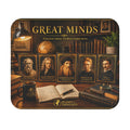 Great Minds Mouse Pad — Inspirational Desk Mat Featuring Famous Thinkers (Socrates, Newton, da Vinci, Curie, Tesla)