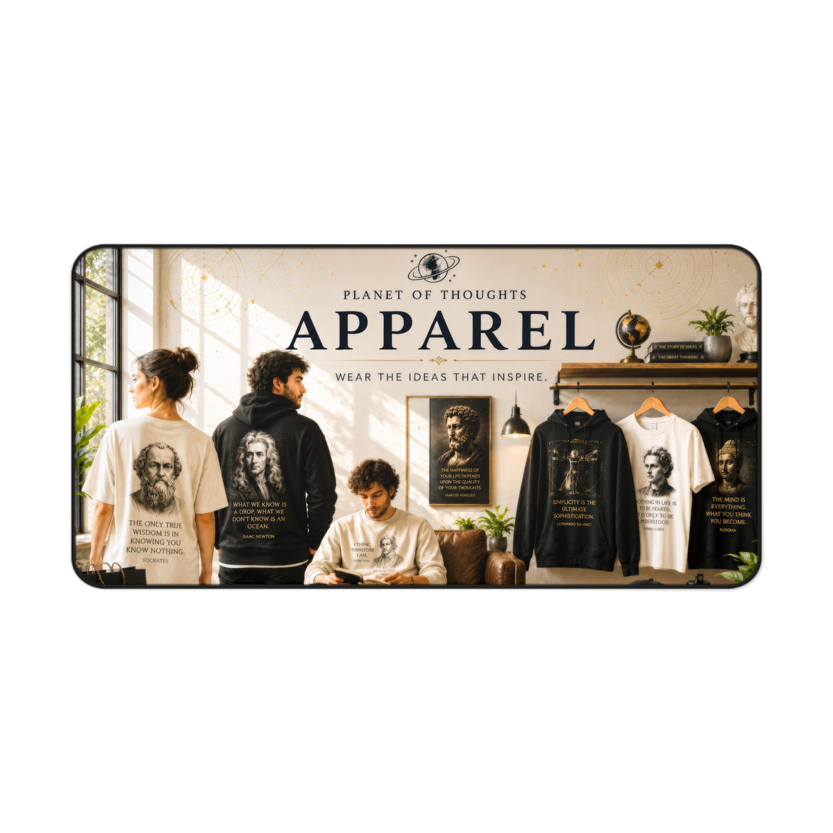 Apparel Desk Mat - 16*32 — 'Planet of Thoughts' Branded Gaming/Work Surface Philosophy
