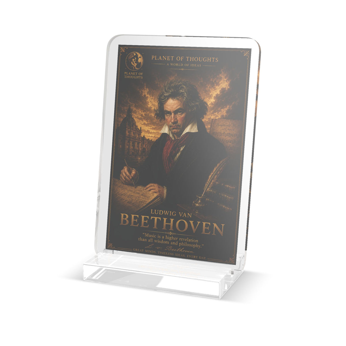 Beethoven Portrait Acrylic Standee — Classical Composer Desk Display