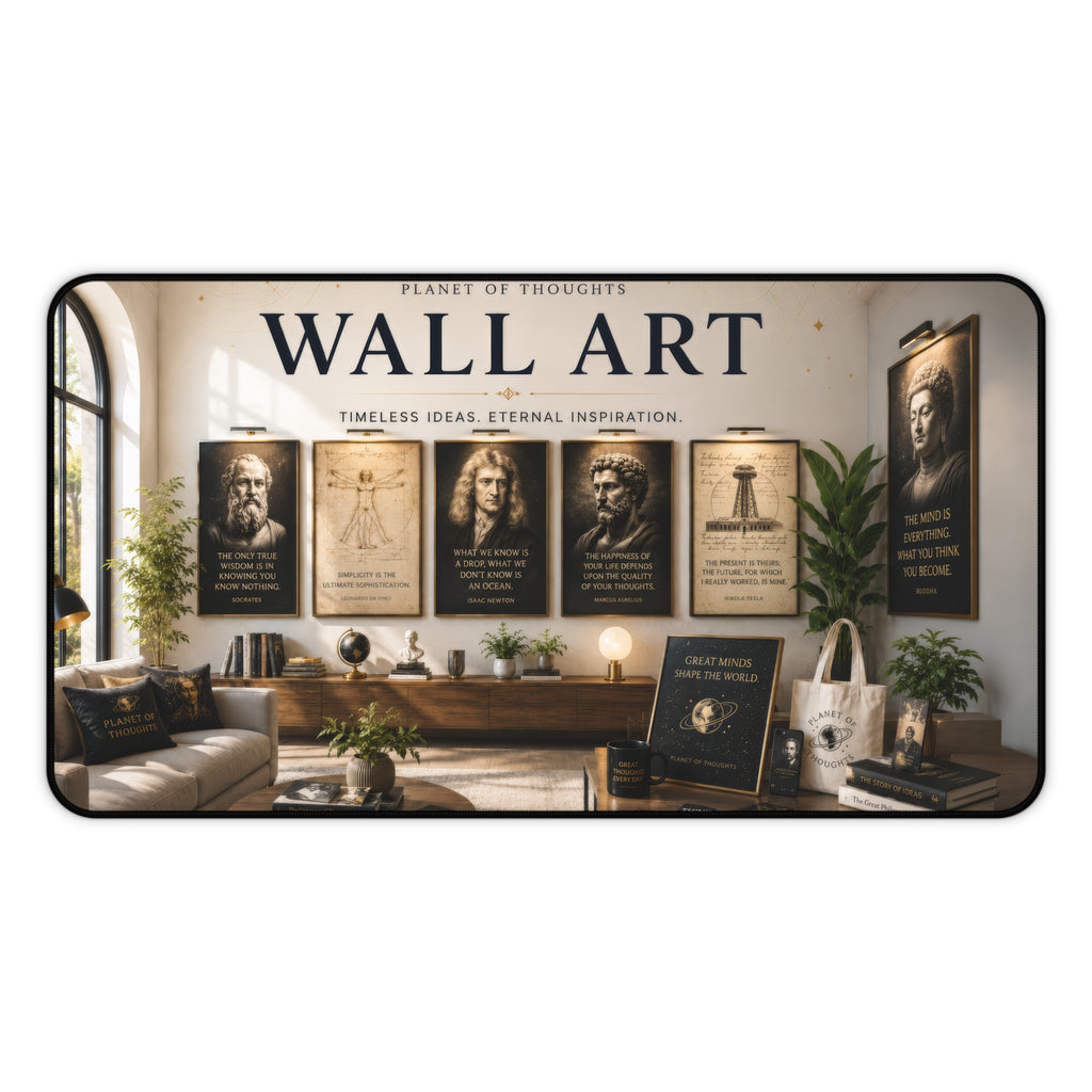 Wall Art Inspirational Desk Mat - 12*22 — Vintage Philosophers Poster Desk Pad