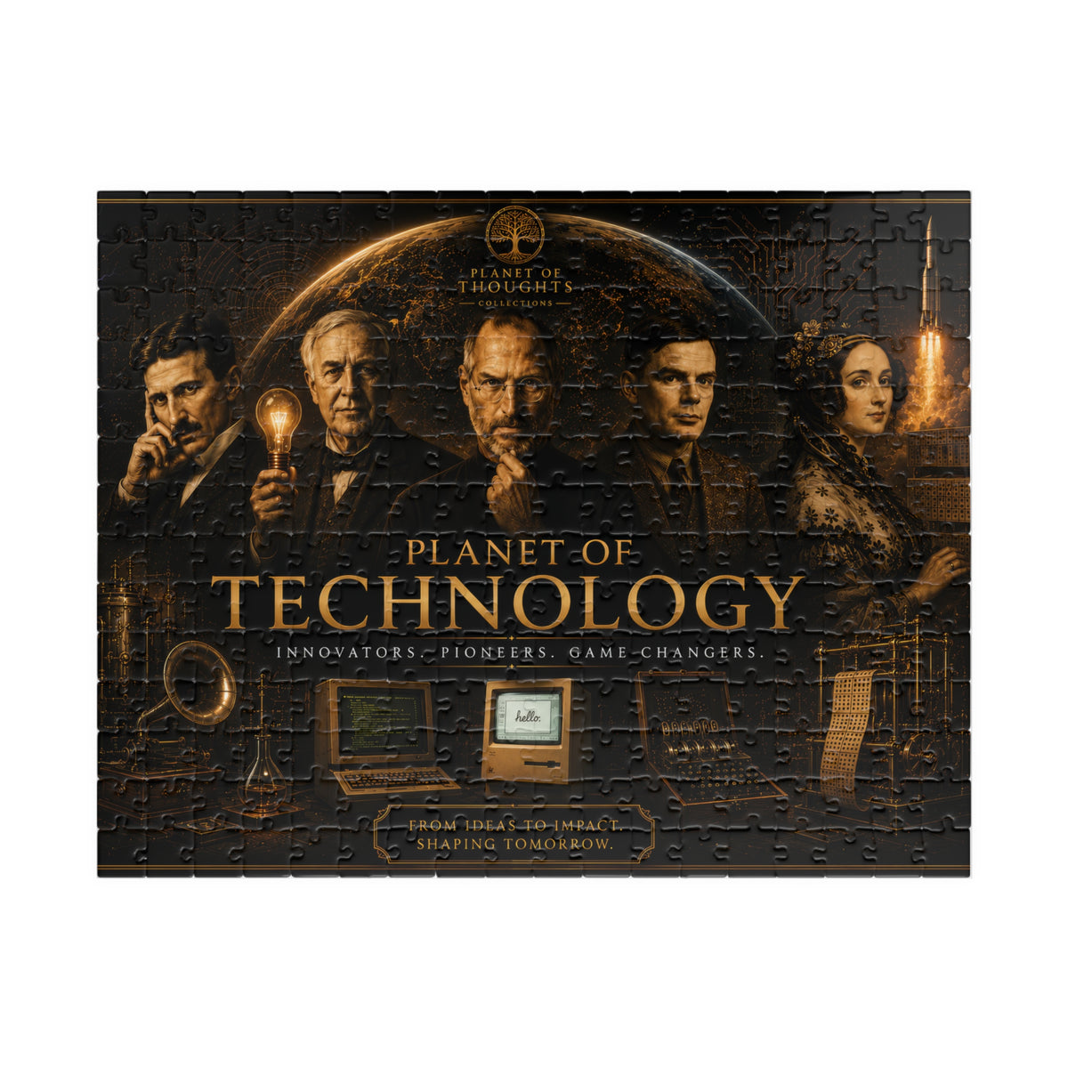 Planet of Technology Jigsaw Puzzle - 252 Pcs - Hor. – Vintage Inventors Poster, STEM History 500–1000 Piece