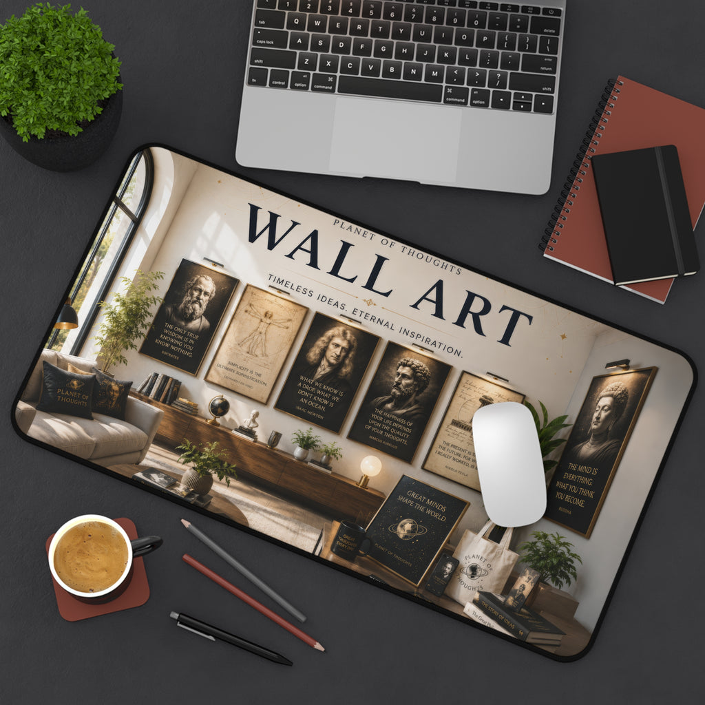 Wall Art Inspirational Desk Mat - 12*22 — Vintage Philosophers Poster Desk Pad
