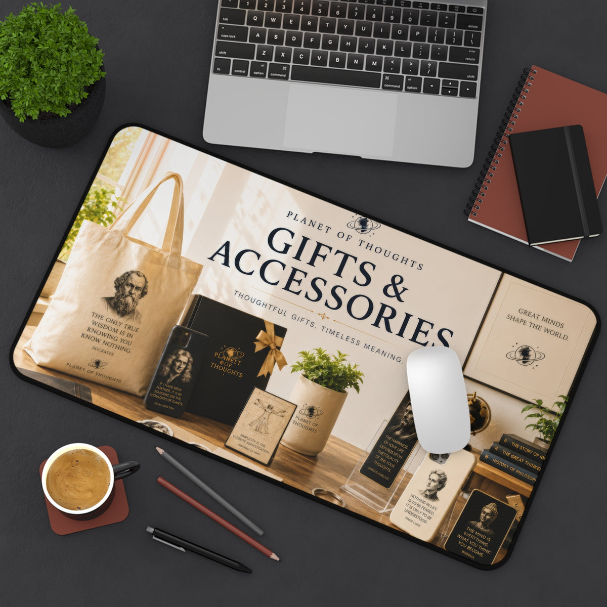 Gifts & Accessories Desk Mat 12*22 — Retro Library ("Gifts & Accessories" Typography Design)