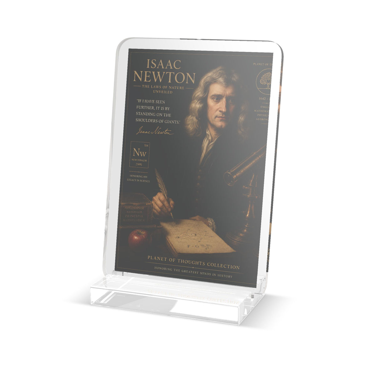 Isaac Newton Acrylic Standee — Custom Cut Historical Portrait Display